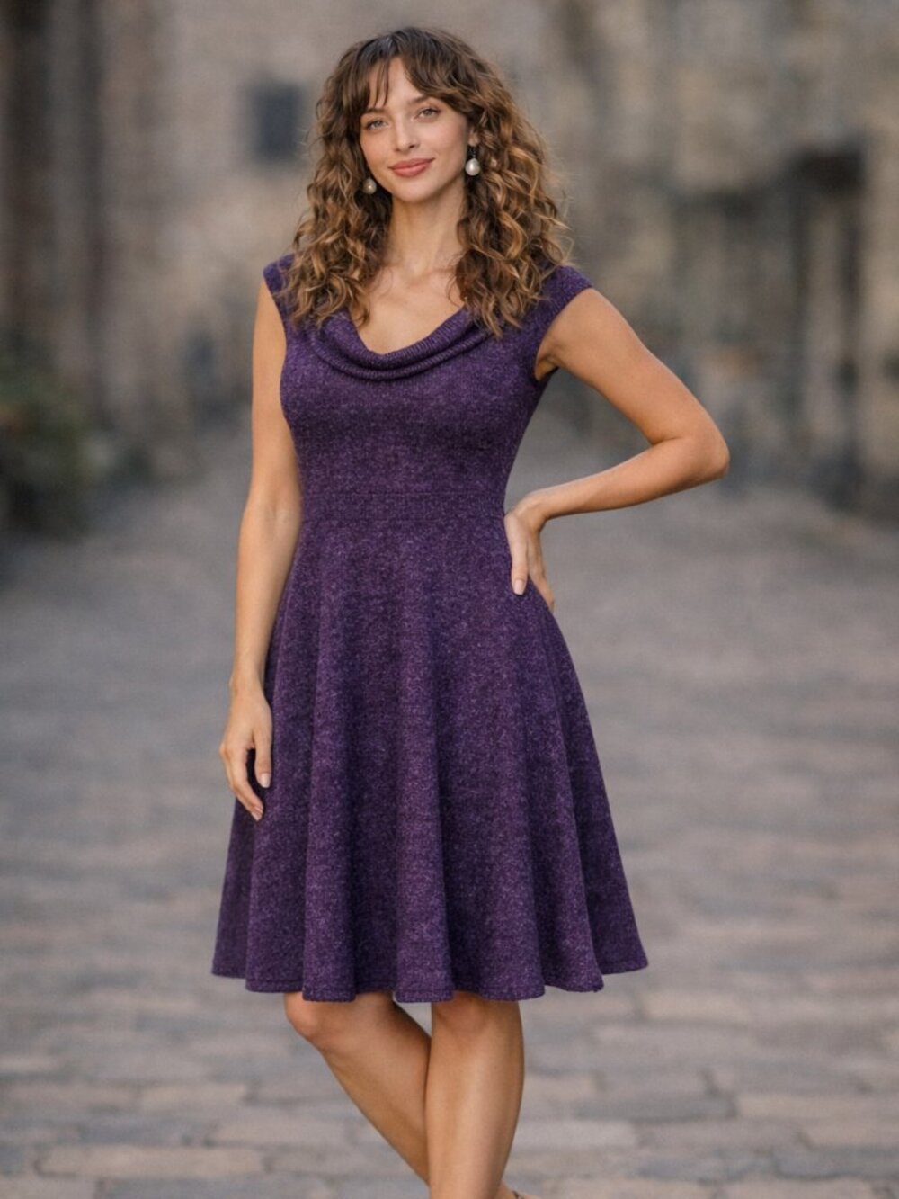 Taylor Sleeveless Cowlneck Dress
